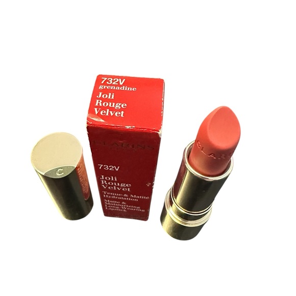 CLARINS 732V Grenadine Joli Rouge Velvet Long Wearing Lipstick NIB - Picture 5 of 9